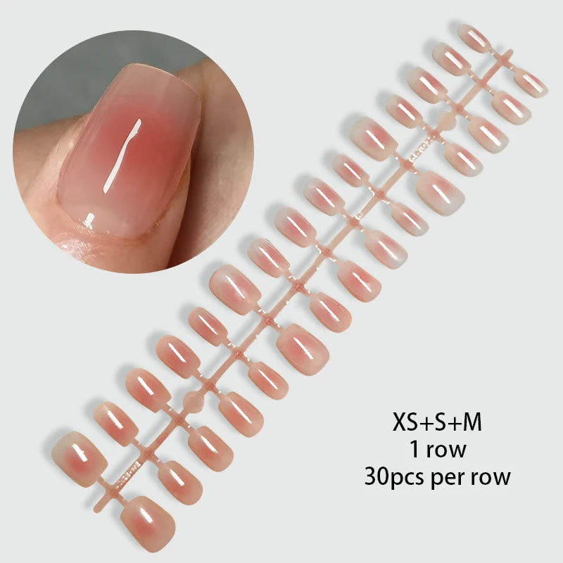 30Pcs Nail Tip Nude French Fake Nail Fashion Frosted Wearable False Nails Simple Full Cover Press on Nails DIY Wear Nail Tool