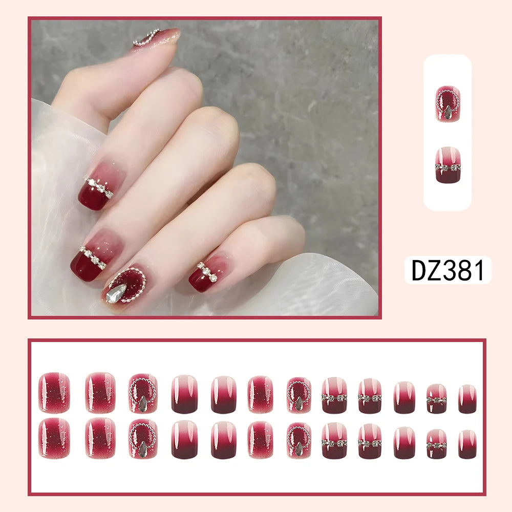 24 Pcs Ballerina Press On Nails Pink Gradient Fake Nails Glossy Artificial Finger Manicure Reusable False Nails For Women