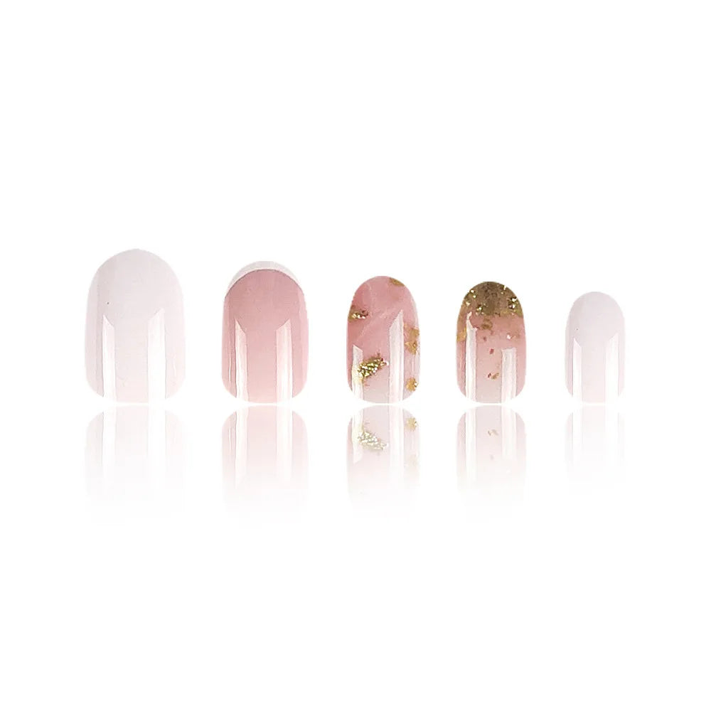 24 Pcs Ballerina Press On Nails Pink Gradient Fake Nails Glossy Artificial Finger Manicure Reusable False Nails For Women