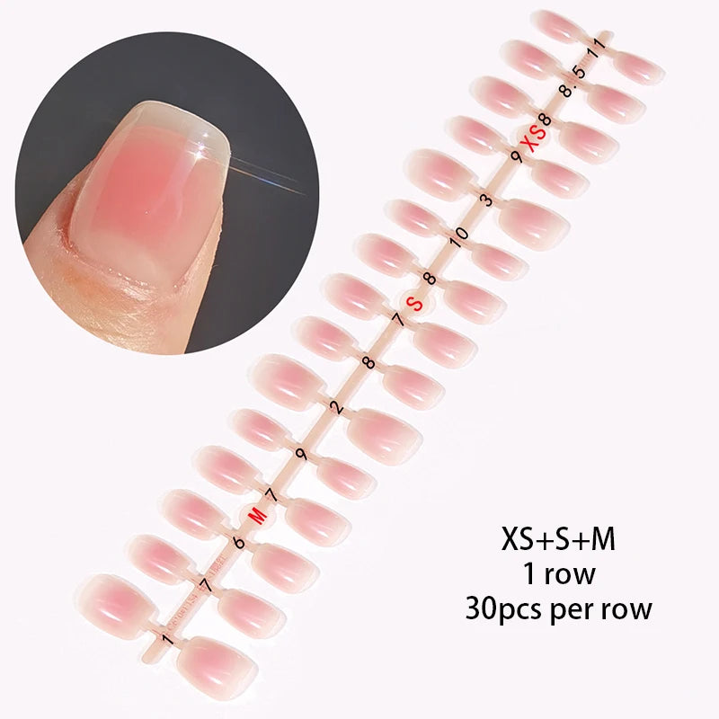 30Pcs Nail Tip Nude French Fake Nail Fashion Frosted Wearable False Nails Simple Full Cover Press on Nails DIY Wear Nail Tool