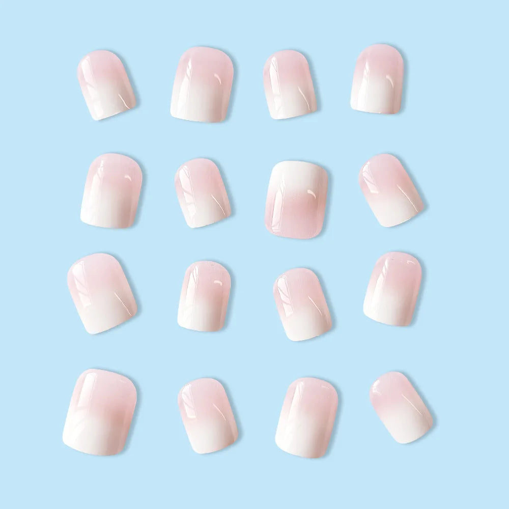 24 Pcs Ballerina Press On Nails Pink Gradient Fake Nails Glossy Artificial Finger Manicure Reusable False Nails For Women
