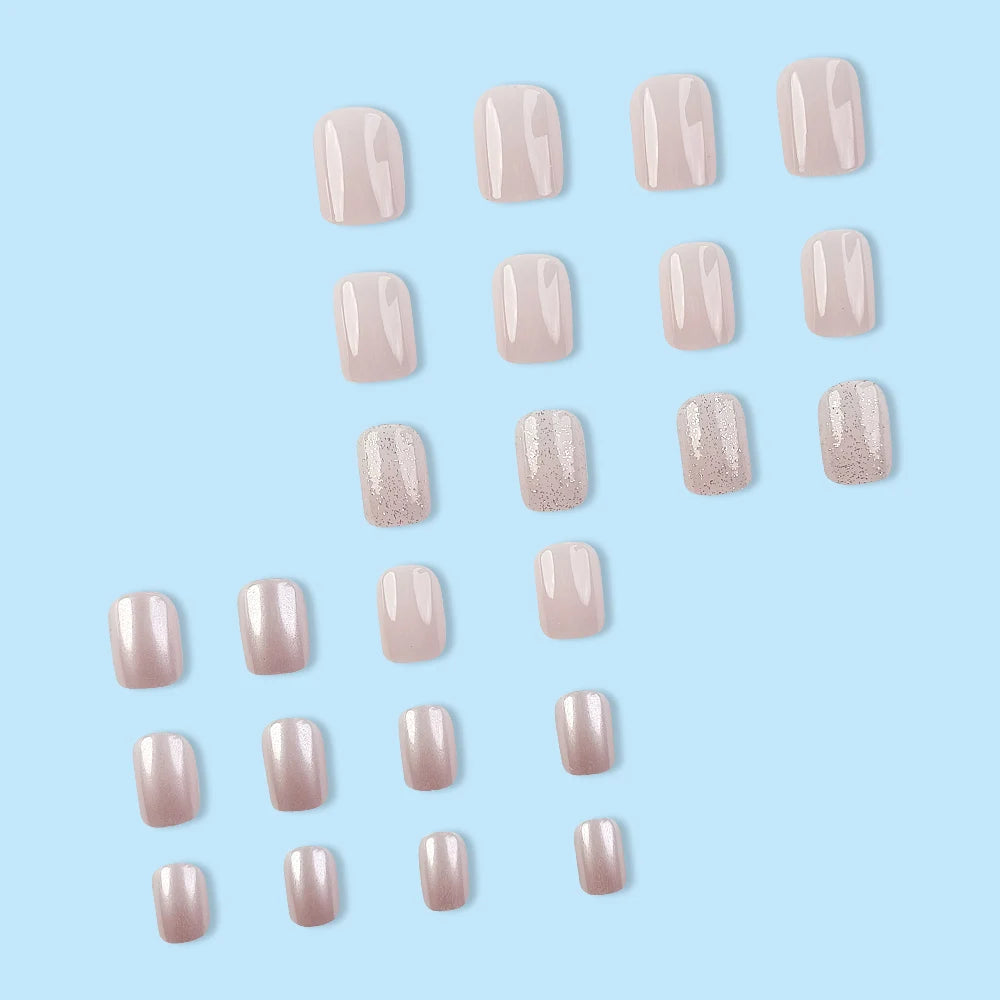 24 Pcs Ballerina Press On Nails Pink Gradient Fake Nails Glossy Artificial Finger Manicure Reusable False Nails For Women